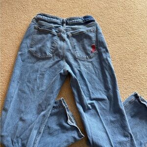 Abercrombie & Fitch Light Blue Straight Leg Jeans cowboy boot embroidered
